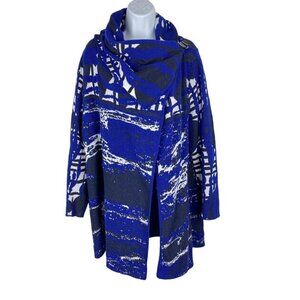Diktons Barcelona Sweater Jacket Artsy Cowl Neck Wrap Wool Duster